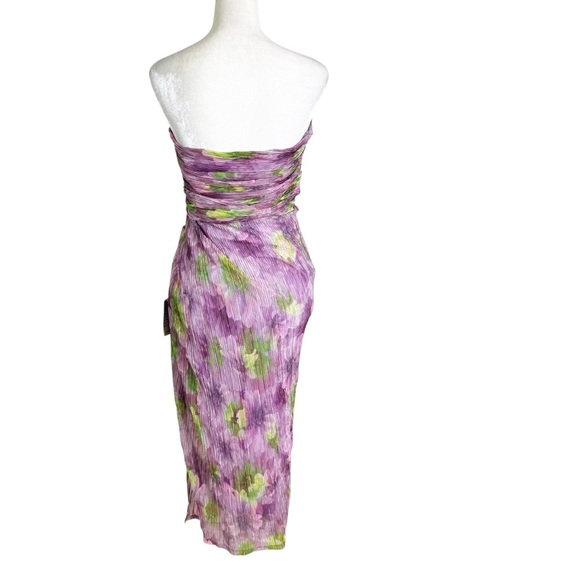 NWT Badgley Mischa Strapless Metallic Floral Mesh Dress Purple Size 8 - Picture 7 of 9